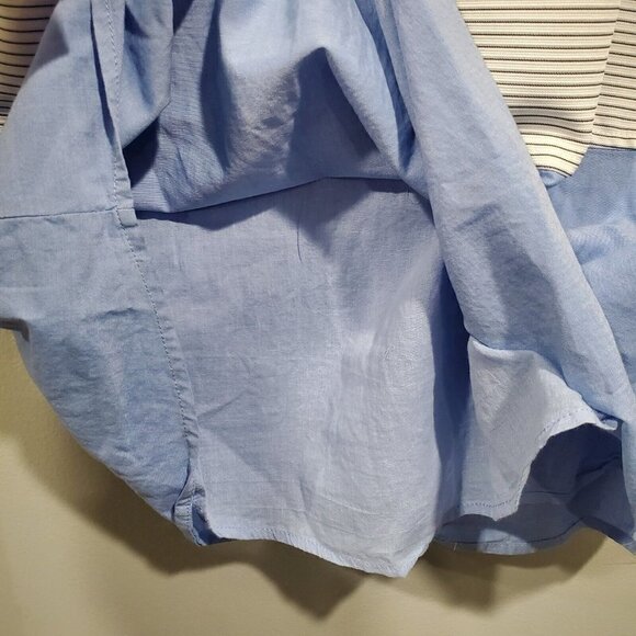 Doe & Rae Women's Short Flutter Sleeve Round Neck Striped Color Block Dress Sz L - Picture 6 of 13